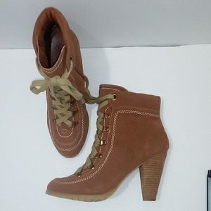 Chinese Laundry brown leather suede heeled ankle boots